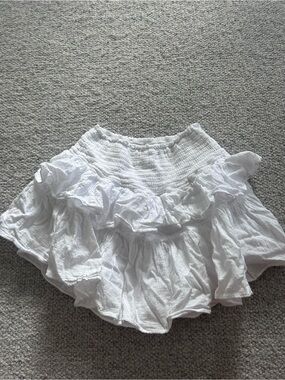 White Ruffled Smocked Waist Mini Skirt